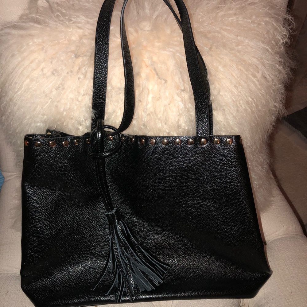 LAGGO leather bag black with gold studs